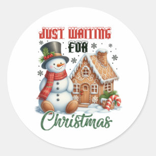 Xmas Gift Just Waiting For The Christmas Classic Round Sticker