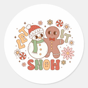 Xmas Gift Let It Snow Classic Round Sticker