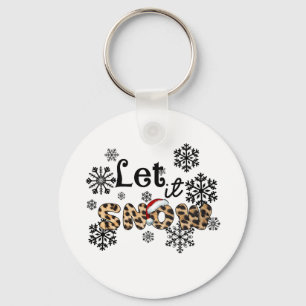 Xmas Gift Let It Snow Leopard Key Ring