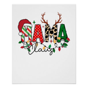 Xmas Gift Mama Claus With Kids Poster