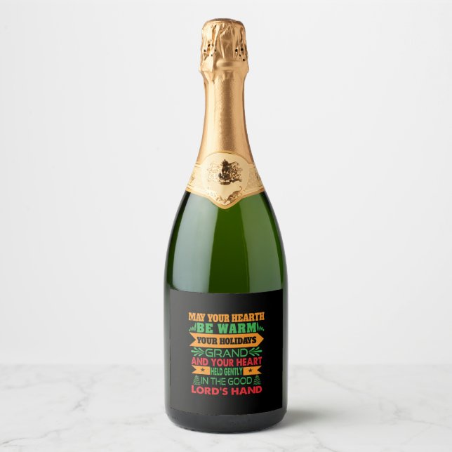 Xmas Gift May Your Hearth Be Warm Sparkling Wine Label (Front)