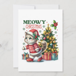 Xmas Gift Meowy Christmas Holiday Card