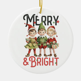 Xmas Gift Merry and Bright Ceramic Tree Decoration