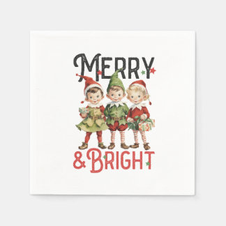 Xmas Gift Merry and Bright Napkin