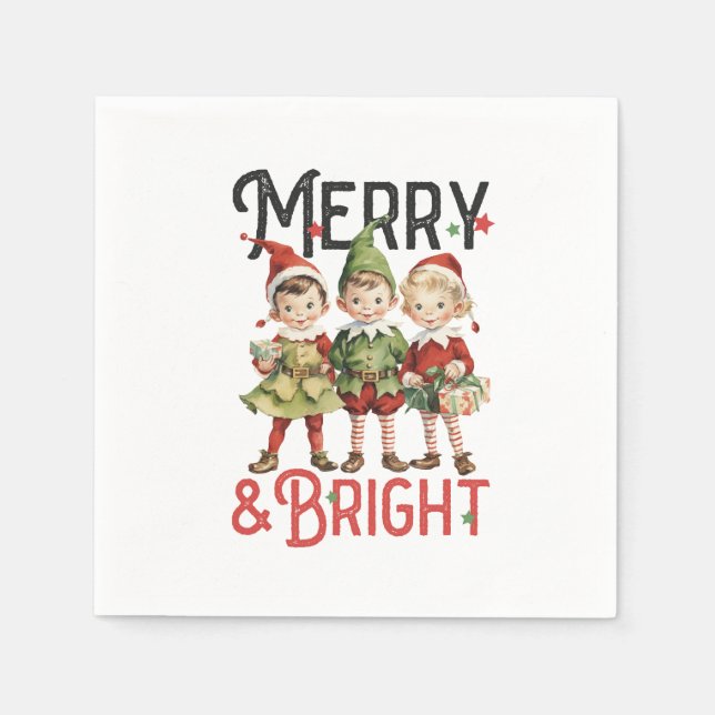 Xmas Gift Merry and Bright Napkin (Front)