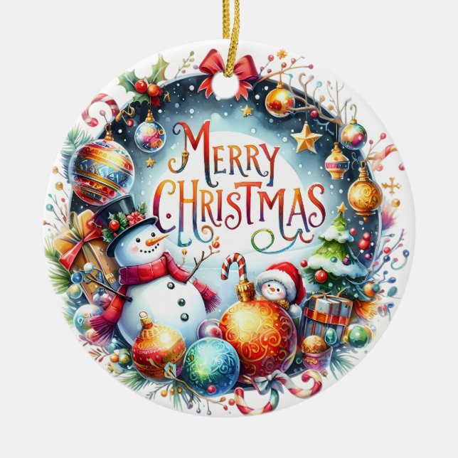 Xmas Gift Merry Christmas Ceramic Tree Decoration (Front)