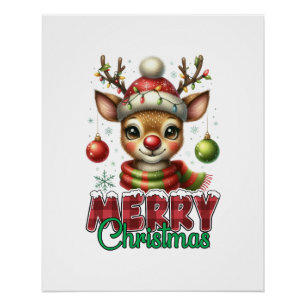 Xmas Gift Merry Christmas Reindeer Poster