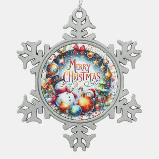 Xmas Gift Merry Christmas Snowflake Pewter Christmas Ornament