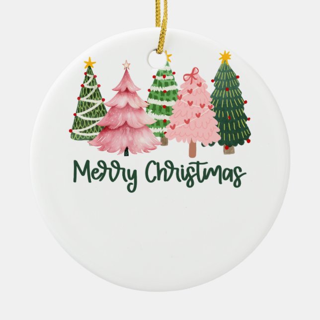 Xmas Gift Merry Christmas Tree Ceramic Tree Decoration (Front)