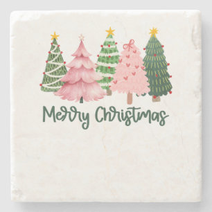 Xmas Gift Merry Christmas Tree Stone Coaster