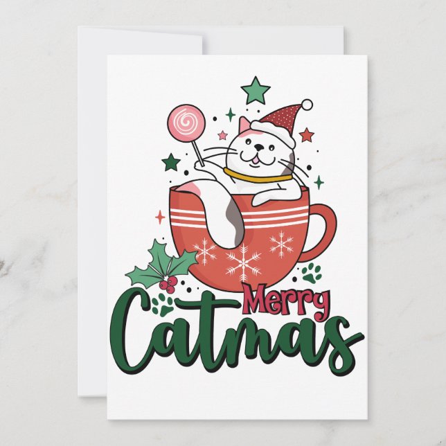 Xmas Gift Merry Cute Catmas Invitation (Front)