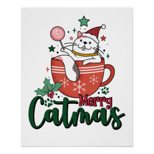 Xmas Gift Merry Cute Catmas Poster