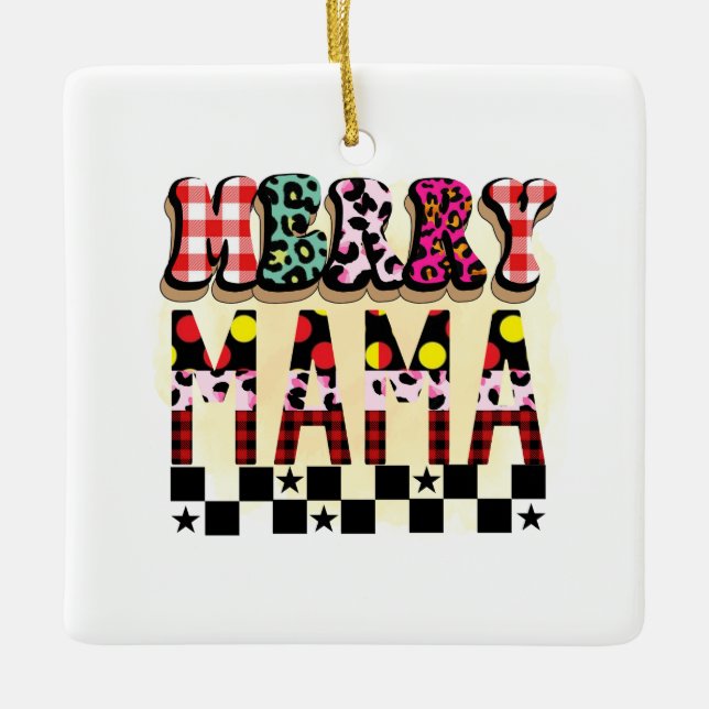 Xmas Gift Merry Mama Ceramic Ornament (Front)