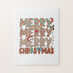 Xmas Gift Merry Merry Merry Christmas Jigsaw Puzzle
