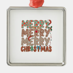 Xmas Gift Merry Merry Merry Christmas Metal Tree Decoration