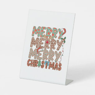 Xmas Gift Merry Merry Merry Christmas Pedestal Sign