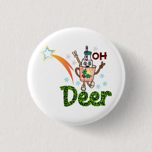 Xmas Gift Oh Deer 3 Cm Round Badge