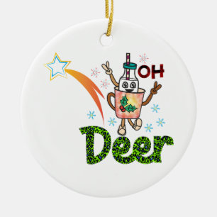 Xmas Gift Oh Deer Ceramic Tree Decoration