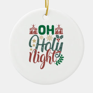 Xmas Gift Oh Holy Night Ceramic Tree Decoration