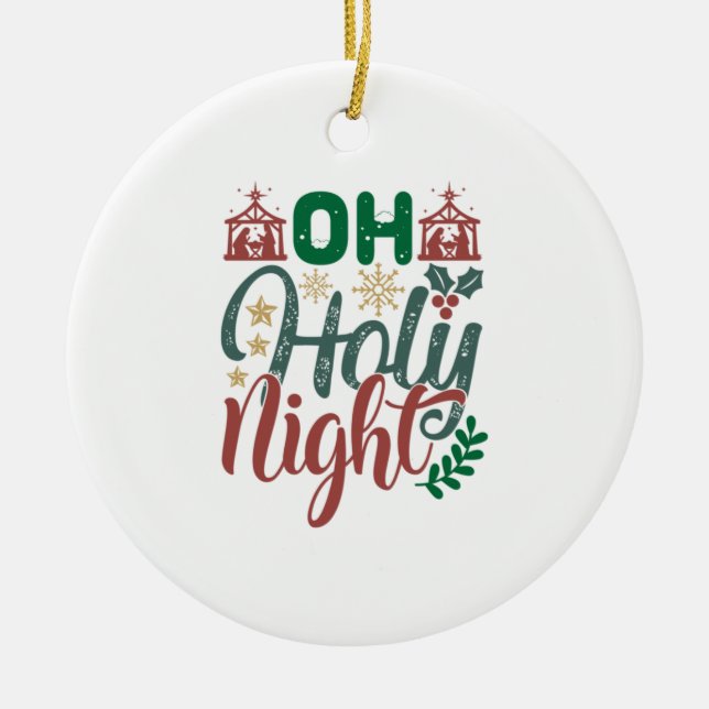 Xmas Gift | Oh Holy Night Ceramic Tree Decoration (Front)
