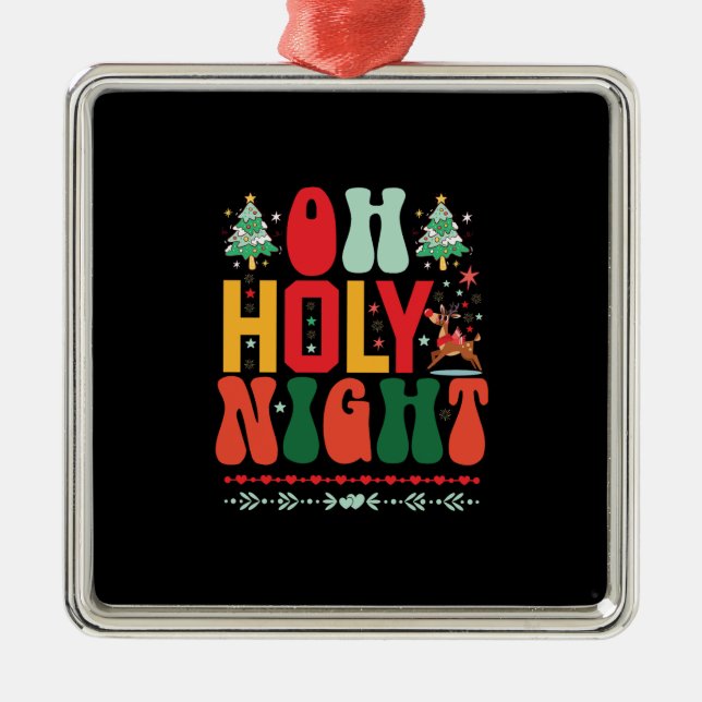 Xmas Gift Oh Holy Night Metal Tree Decoration (Front)