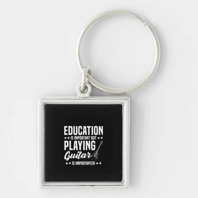 Xmas Gift | Playing Guitar Is Important Key Ring (Front)