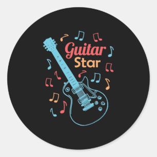 Xmas Gift   Proud Guitarist Star Classic Round Sticker