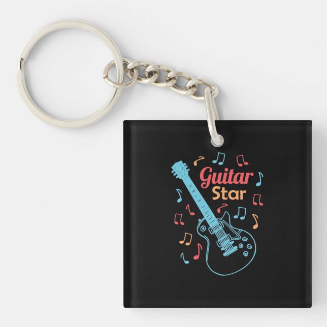 Xmas Gift | Proud Guitarist Star Key Ring (Front)