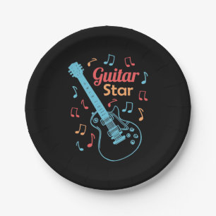 Xmas Gift Proud Guitarist Star Paper Plate