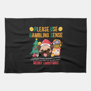 Xmas Gift PUGS The Canine Counsellor Tea Towel