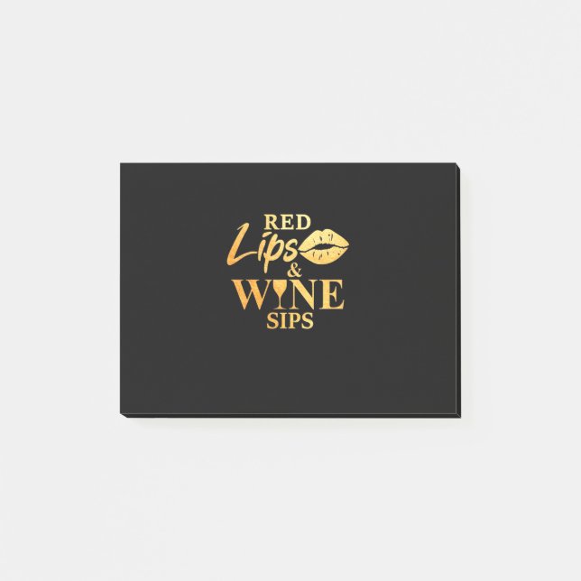 Xmas Gift | Red Lips And Wine Sips Post-it Notes (Front)