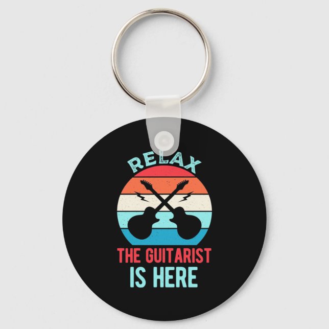 Xmas Gift | Relax The Guitarist Is Here Key Ring (Front)