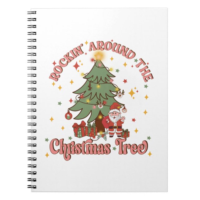 Xmas Gift Rockin Around The Christmas Tree Notebook (Front)