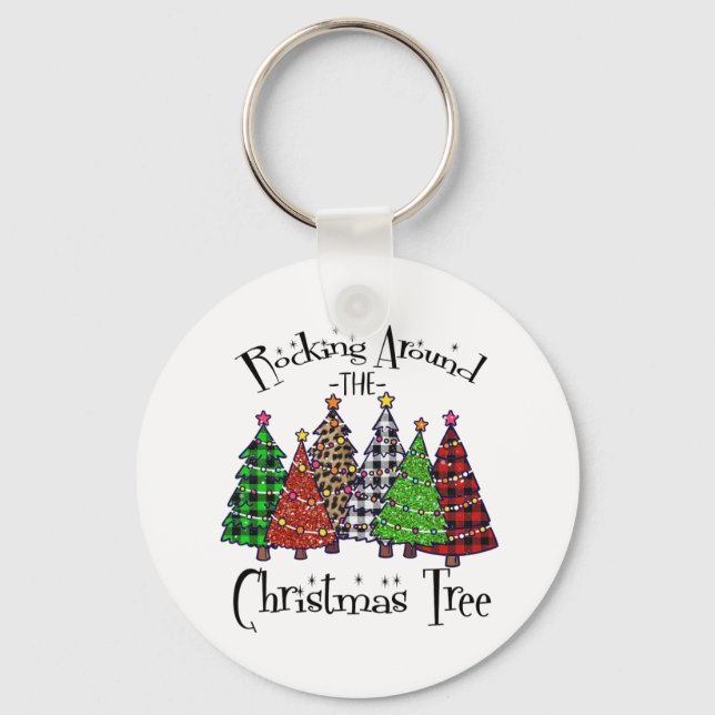 Xmas Gift Rocking Around The Christmas Tree Key Ring (Front)