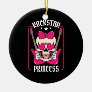 Xmas Gift Rockstar Princess Skull Ceramic Tree Decoration