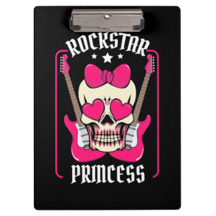 Xmas Gift   Rockstar Princess Skull Clipboard