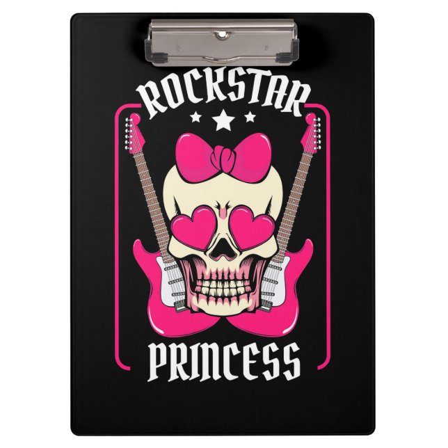 Xmas Gift | Rockstar Princess Skull Clipboard (Front)