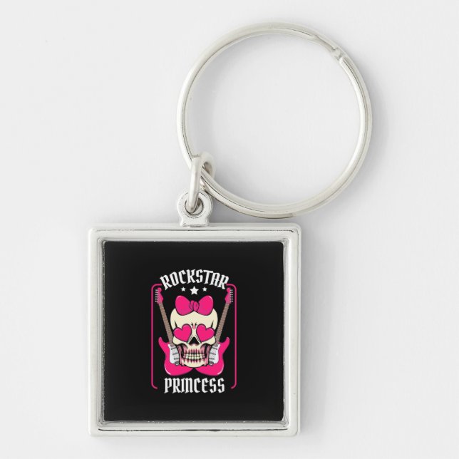 Xmas Gift | Rockstar Princess Skull Key Ring (Front)
