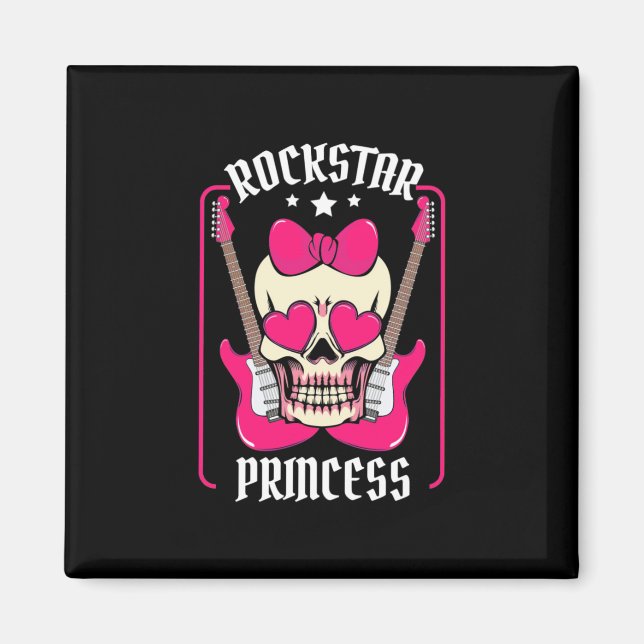 Xmas Gift | Rockstar Princess Skull Magnet (Front)