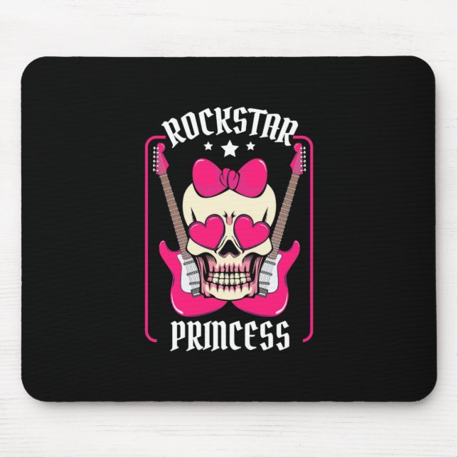 Xmas Gift | Rockstar Princess Skull Mouse Pad (Front)