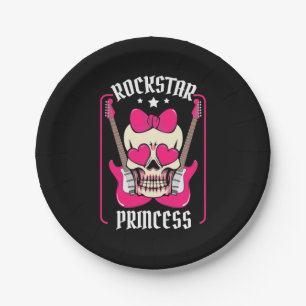 Xmas Gift   Rockstar Princess Skull Paper Plate