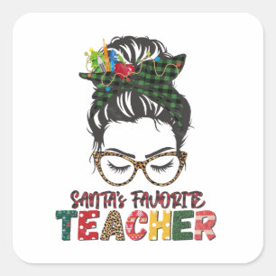 Xmas Gift Santa Favourite Teachers Square Sticker