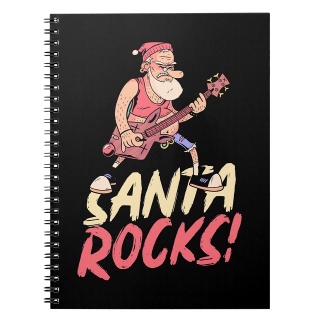 Xmas Gift | Santa Rocks Guitar Notebook (Front)