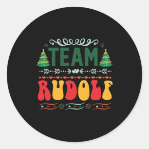 Xmas Gift Team Rudolf Classic Round Sticker