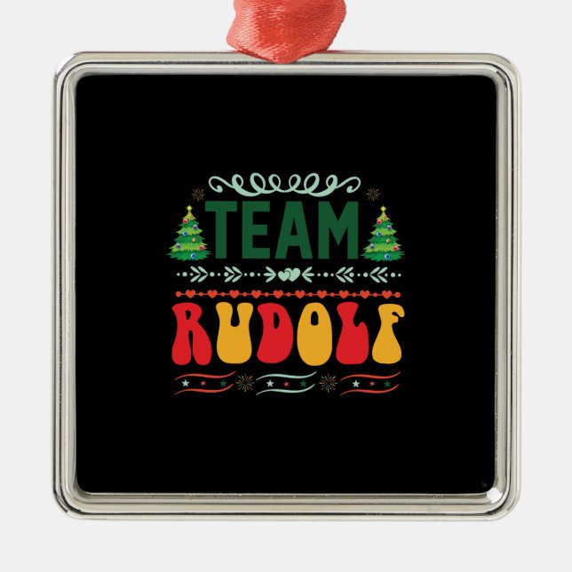 Xmas Gift Team Rudolf Metal Tree Decoration (Front)