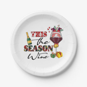 Xmas Gift This The Season Wine Paper Plate