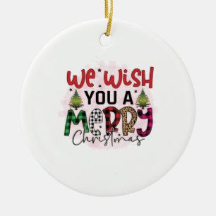 Xmas Gift We Wish You A Merry Christmas Ceramic Tree Decoration