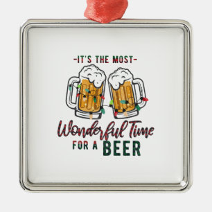 Xmas Gift Wonderful Time For A Beer Metal Tree Decoration