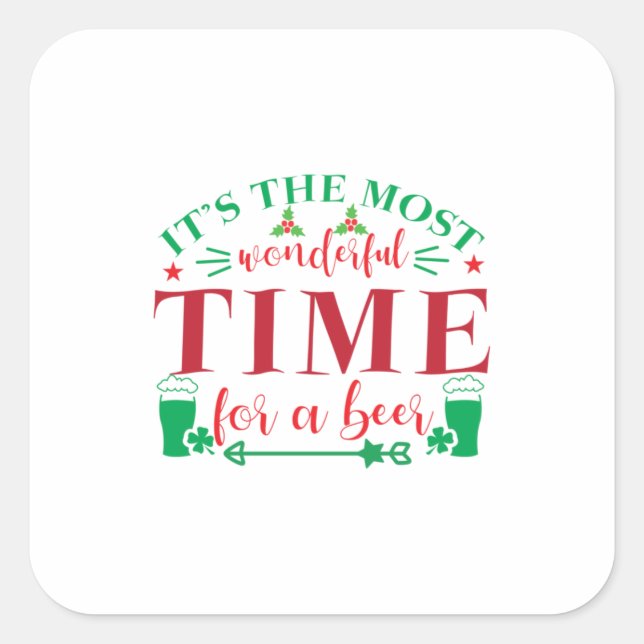 Xmas Gift Wonderful Time For A Beer Square Sticker (Front)