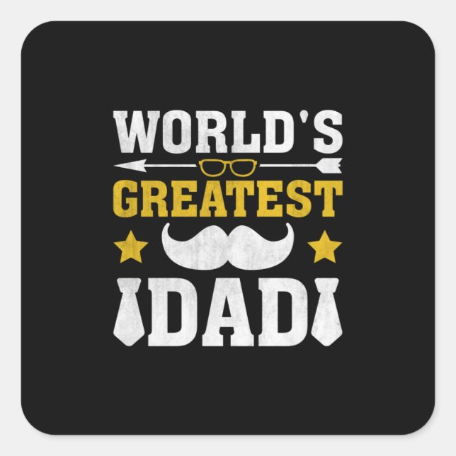 Xmas Gift | World's Greatest Dad Square Sticker (Front)